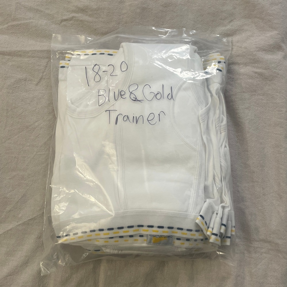 Tiger Training Briefs Underwear Boys Teens 18-20 White Blue Gold Trim 12 Pack